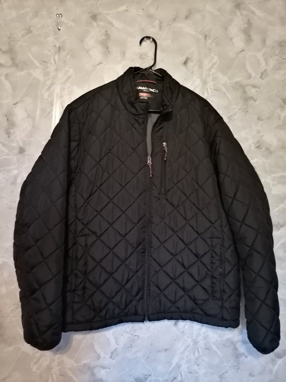Hawke & Co Sport Quilted Black Full Zip Jacket XL Men Diamond Pattern